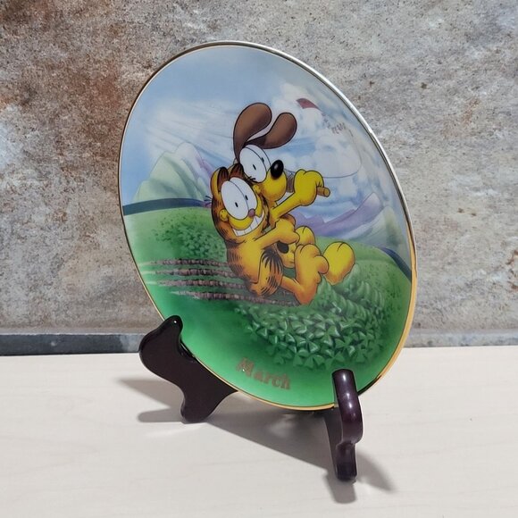 Garfield Calendar March Plate Jim Davis Plate No A 1444 Danbury Mint - Picture 10 of 14